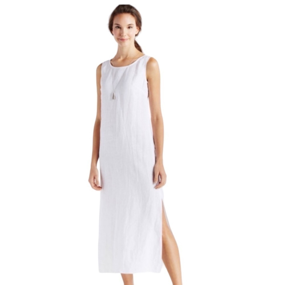 Flax Oversized Lagenlook Cottagecore Maxi Dress Ivory Size Large #1094